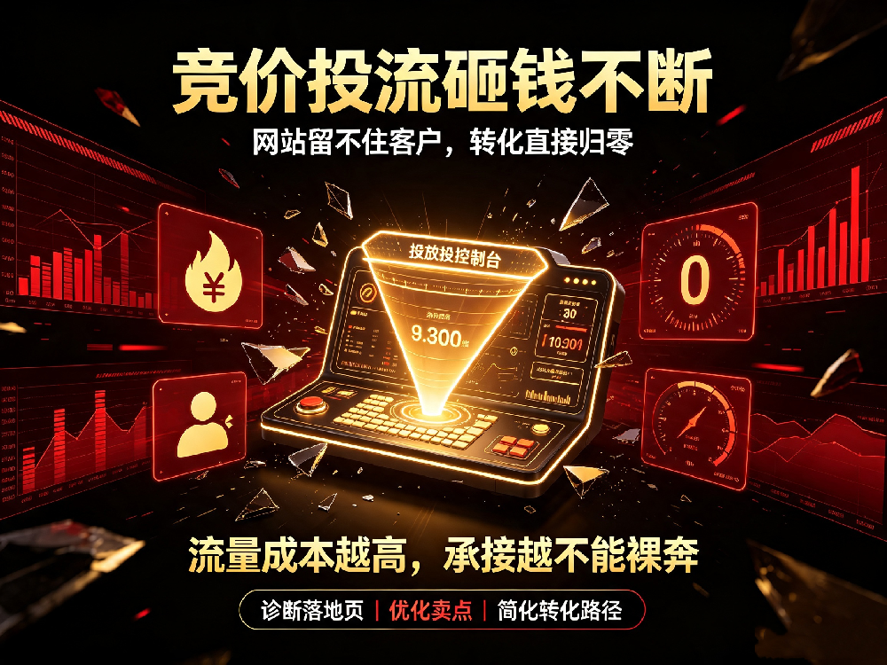 竞价投流砸钱不断，网站留不住客户，转化直接归零
